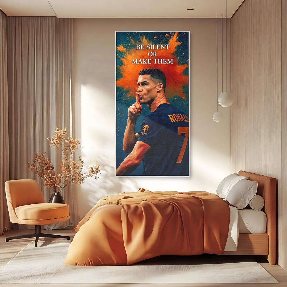Tablou Canvas Premium, LuxCanva® Q1034, Suprematie Tacuta, Victorie, Ronaldo, Fotbal, Mesaj, Motivational, Succes, Campion, Birou, Dormitor