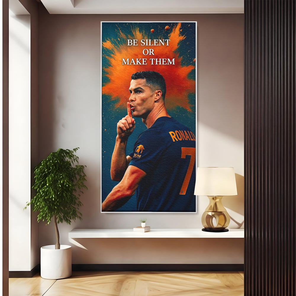 Tablou Canvas Premium, LuxCanva® Q1034, Suprematie Tacuta, Victorie, Ronaldo, Fotbal, Mesaj, Motivational, Succes, Campion, Birou, Dormitor