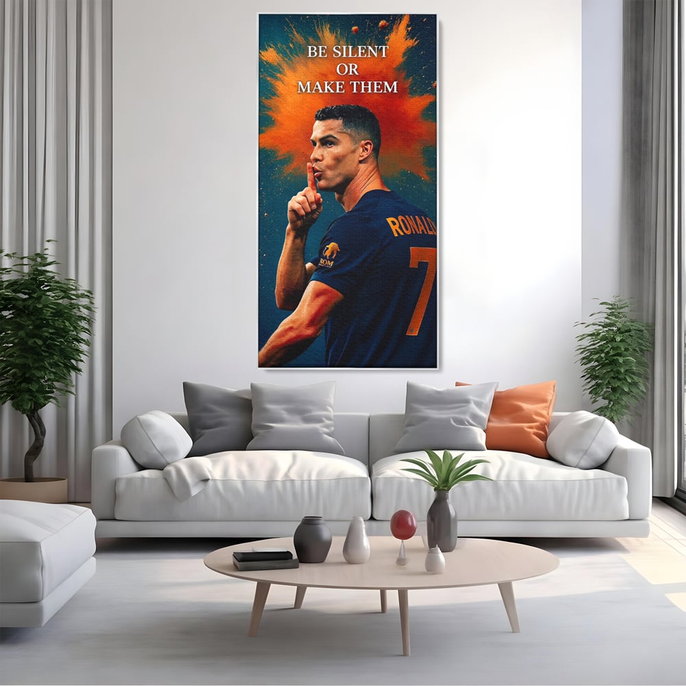 Tablou Canvas Premium, LuxCanva® Q1034, Suprematie Tacuta, Victorie, Ronaldo, Fotbal, Mesaj, Motivational, Succes, Campion, Birou, Dormitor