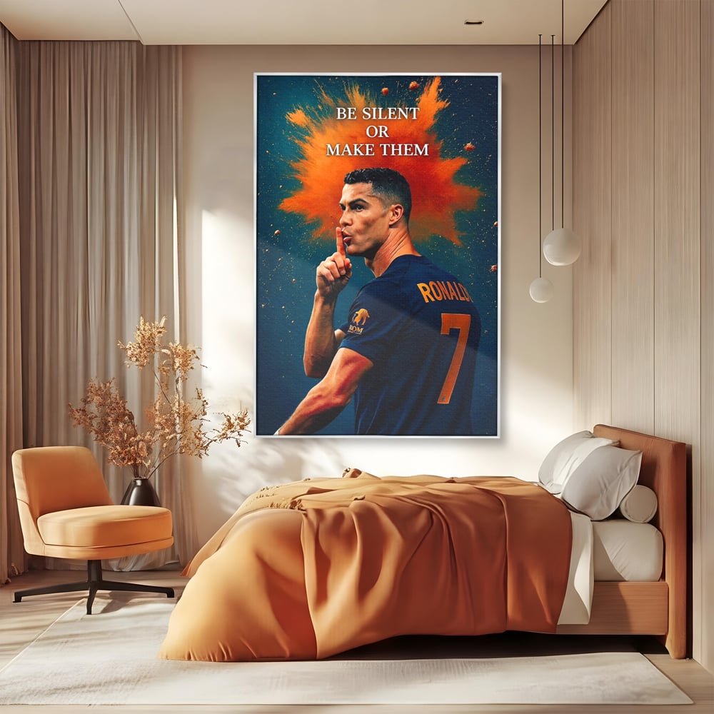 Tablou Canvas Premium, LuxCanva® Q1034, Suprematie Tacuta, Victorie, Ronaldo, Fotbal, Mesaj, Motivational, Succes, Campion, Birou, Dormitor