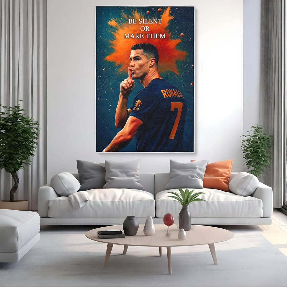 Tablou Canvas Premium, LuxCanva® Q1034, Suprematie Tacuta, Victorie, Ronaldo, Fotbal, Mesaj, Motivational, Succes, Campion, Birou, Dormitor