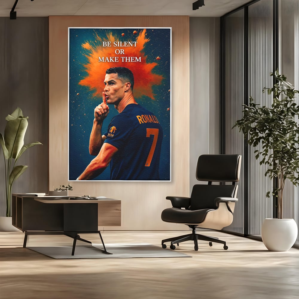 Tablou Canvas Premium, LuxCanva® Q1034, Suprematie Tacuta, Victorie, Ronaldo, Fotbal, Mesaj, Motivational, Succes, Campion, Birou, Dormitor