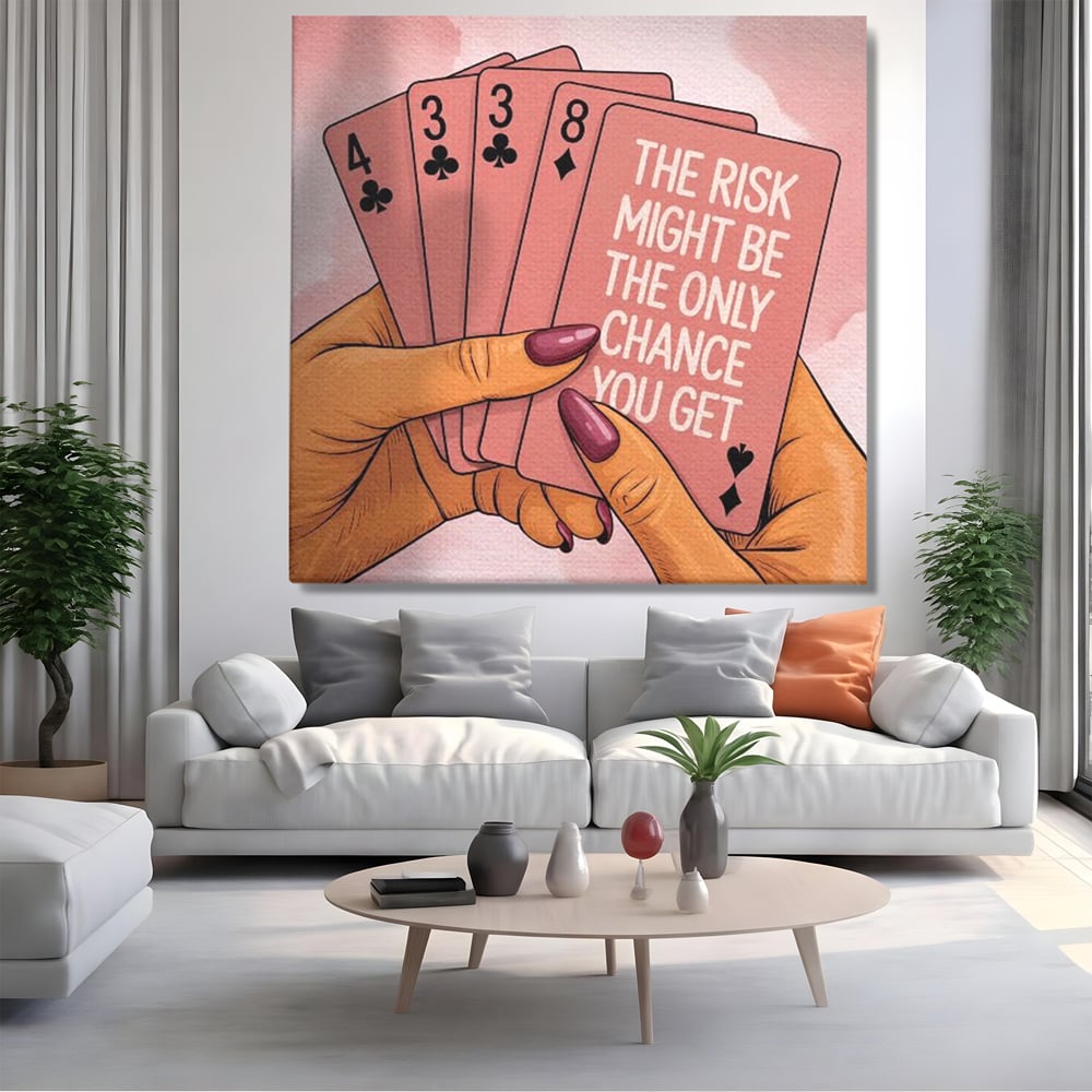 Tablou Canvas Premium, LuxCanva® Q1036, Totul sau Nimic, Risc, Poker, Noroc, Putere, Carti, Control, Motivatie, Strategie, Feminitate, Birou, Dormitor