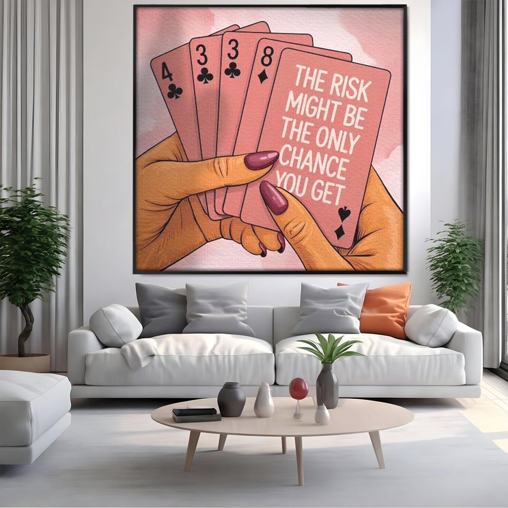 Tablou Canvas Premium, LuxCanva® Q1036, Totul sau Nimic, Risc, Poker, Noroc, Putere, Carti, Control, Motivatie, Strategie, Feminitate, Birou, Dormitor