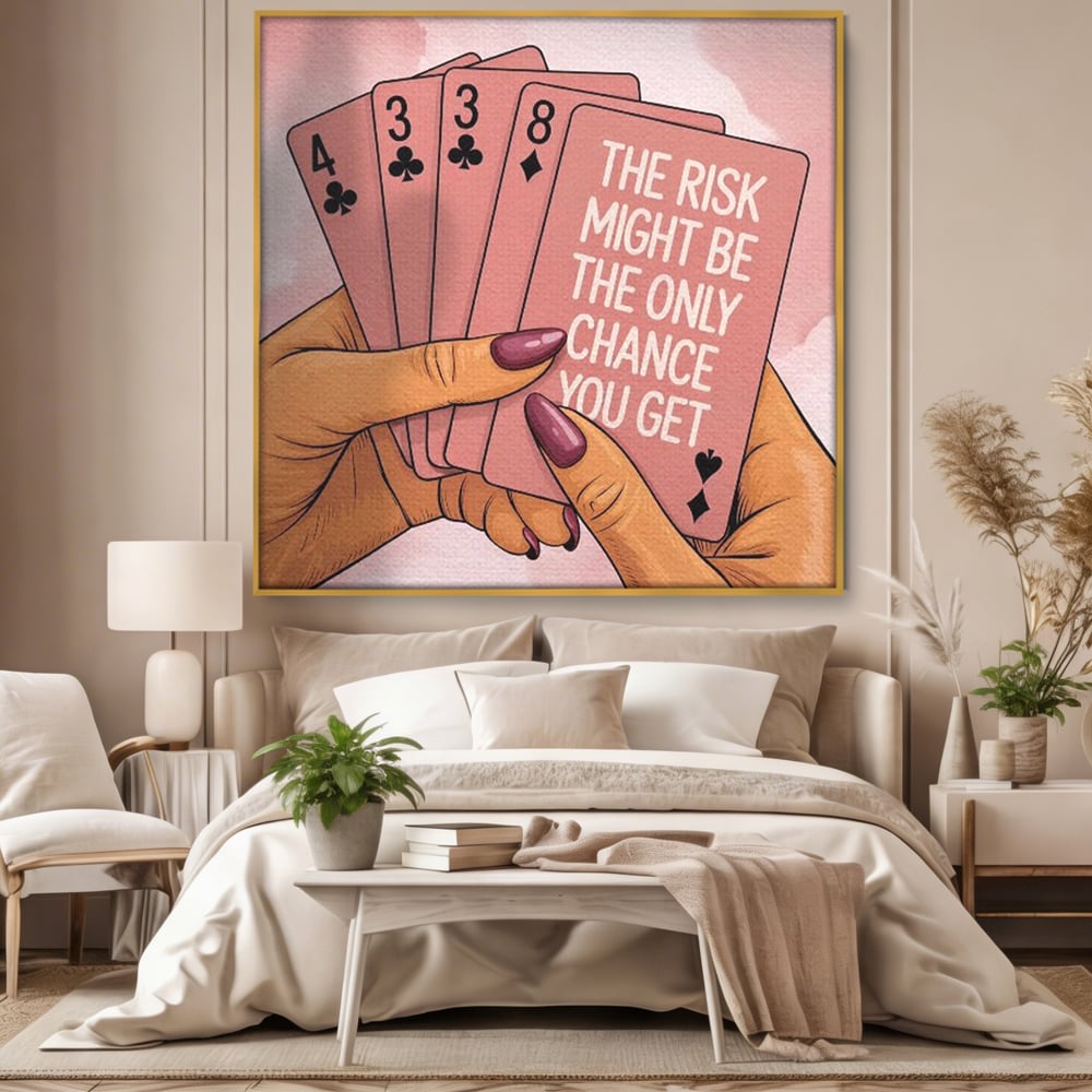 Tablou Canvas Premium, LuxCanva® Q1036, Totul sau Nimic, Risc, Poker, Noroc, Putere, Carti, Control, Motivatie, Strategie, Feminitate, Birou, Dormitor