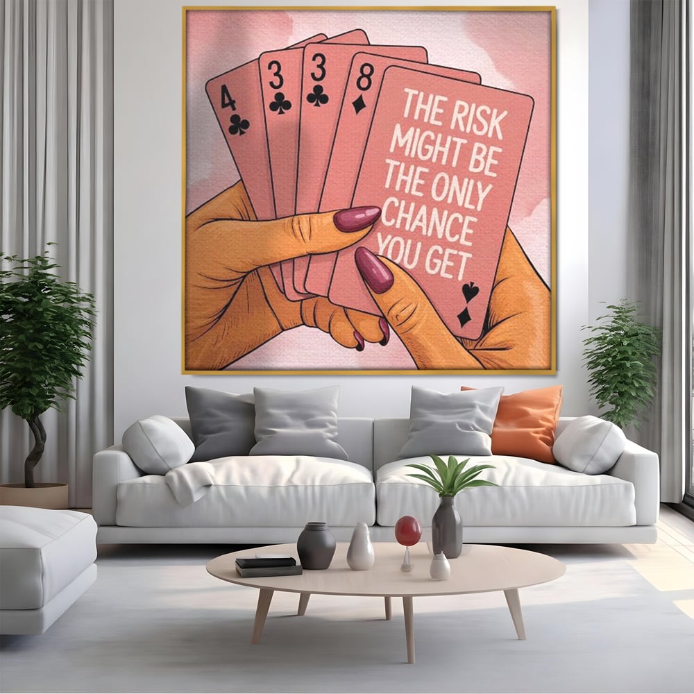Tablou Canvas Premium, LuxCanva® Q1036, Totul sau Nimic, Risc, Poker, Noroc, Putere, Carti, Control, Motivatie, Strategie, Feminitate, Birou, Dormitor