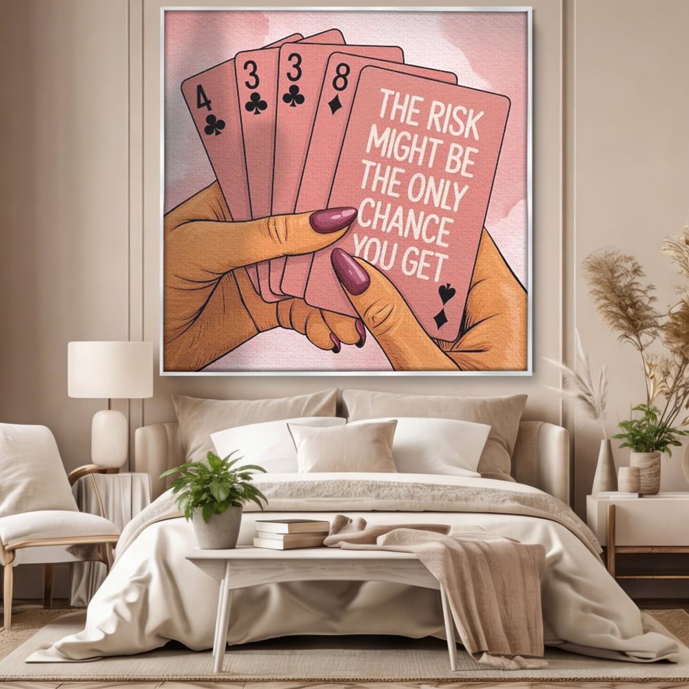 Tablou Canvas Premium, LuxCanva® Q1036, Totul sau Nimic, Risc, Poker, Noroc, Putere, Carti, Control, Motivatie, Strategie, Feminitate, Birou, Dormitor