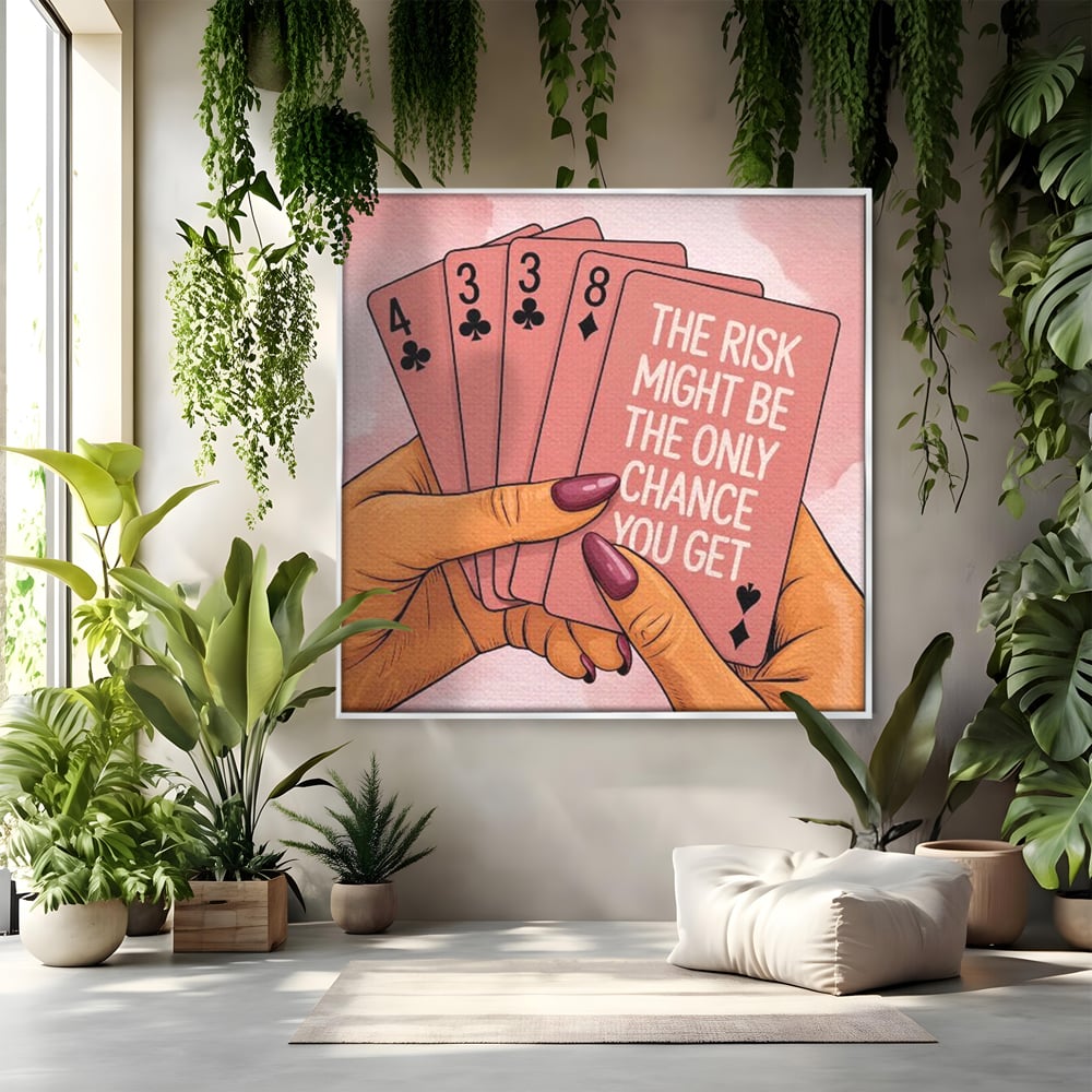 Tablou Canvas Premium, LuxCanva® Q1036, Totul sau Nimic, Risc, Poker, Noroc, Putere, Carti, Control, Motivatie, Strategie, Feminitate, Birou, Dormitor