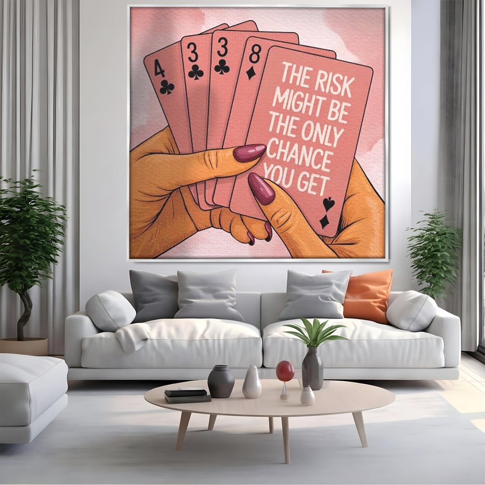 Tablou Canvas Premium, LuxCanva® Q1036, Totul sau Nimic, Risc, Poker, Noroc, Putere, Carti, Control, Motivatie, Strategie, Feminitate, Birou, Dormitor
