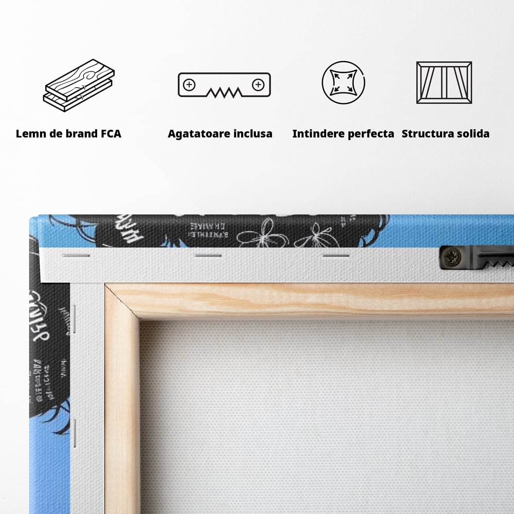 Tablou Canvas Premium, LuxCanva® Q1037, Identitate Inflorita,  Femeie, Fluture, Cuvinte, Mesaj, Motivational, Incredere, Armonie, Optimism, Birou, Dormitor