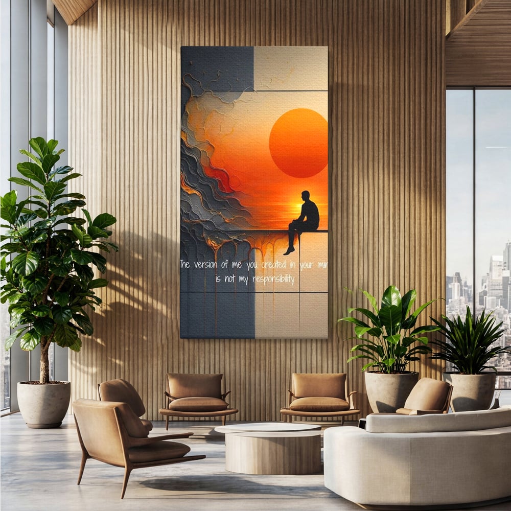Tablou Canvas Premium, LuxCanva® Q1039, Apusul Adevarului, Soare, Meditatie, Abstract, Identitate, Reflectie, Claritate, Echilibru, Birou, Dormitor