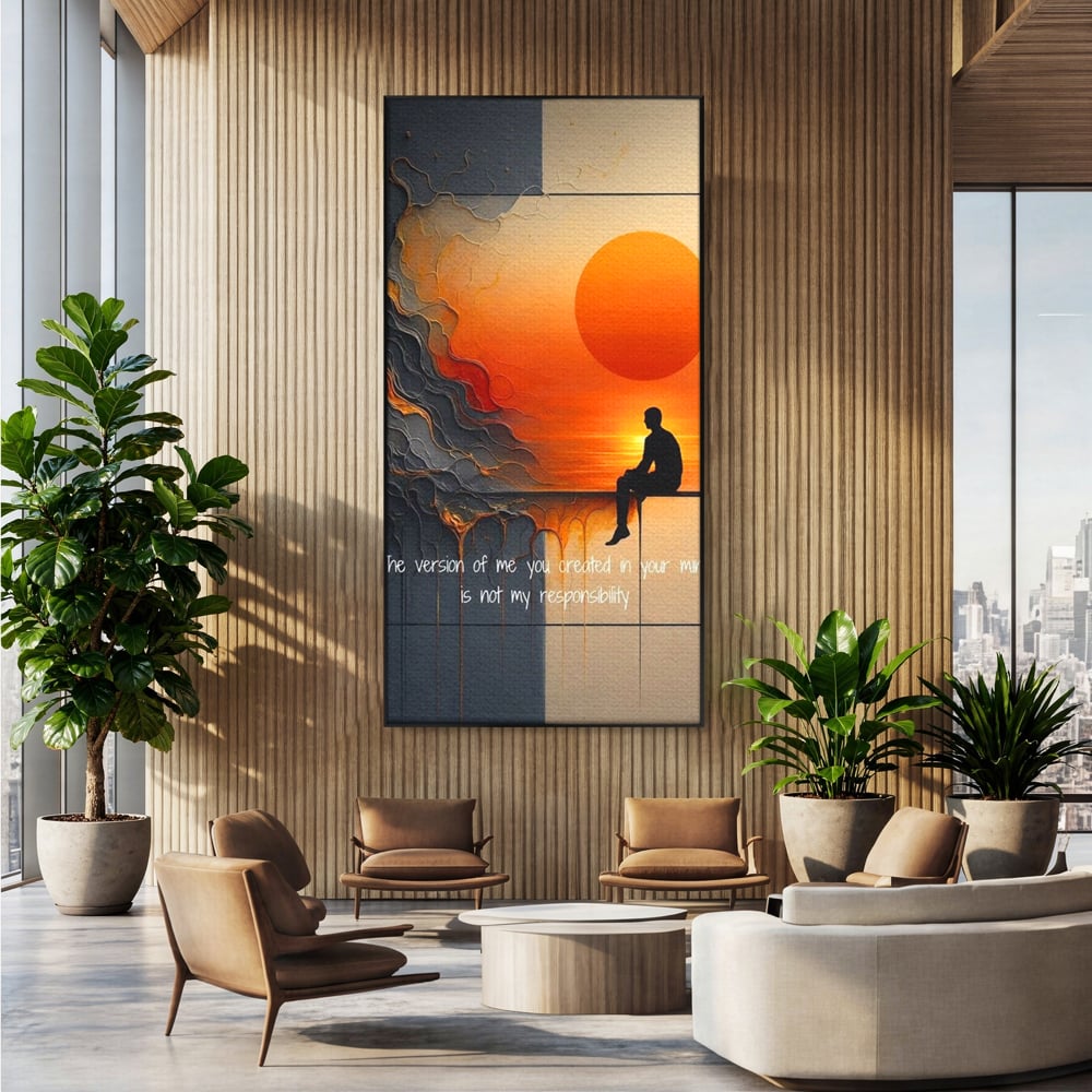 Tablou Canvas Premium, LuxCanva® Q1039, Apusul Adevarului, Soare, Meditatie, Abstract, Identitate, Reflectie, Claritate, Echilibru, Birou, Dormitor