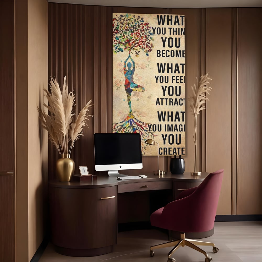 Leinwand Wandkunst Premium, LuxCanva® Q1041, Harmonie des Selbst, Energie, Gleichgewicht, Yoga, Ehrgeiz, Frieden, Frieden, Motivation, Manifestation, Büro, Schlafzimmer