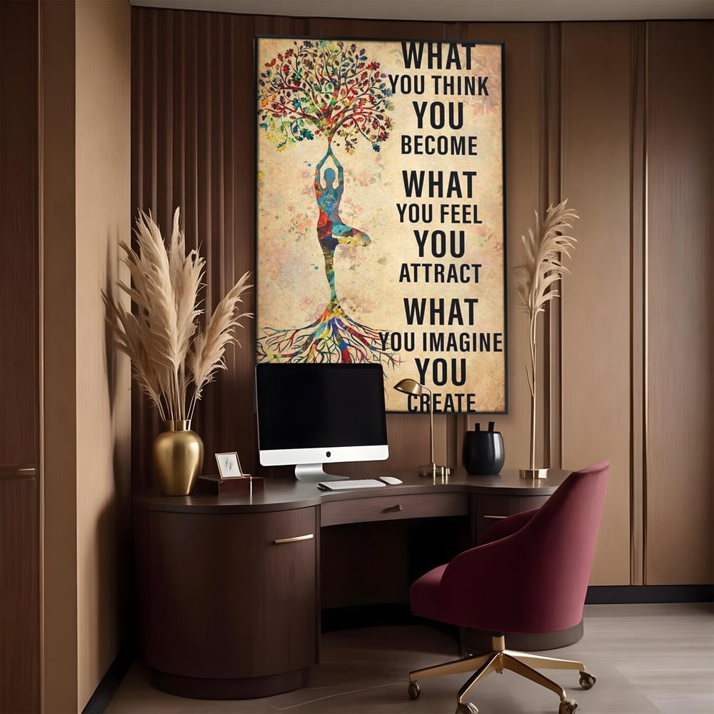 Leinwand Wandkunst Premium, LuxCanva® Q1041, Harmonie des Selbst, Energie, Gleichgewicht, Yoga, Ehrgeiz, Frieden, Frieden, Motivation, Manifestation, Büro, Schlafzimmer