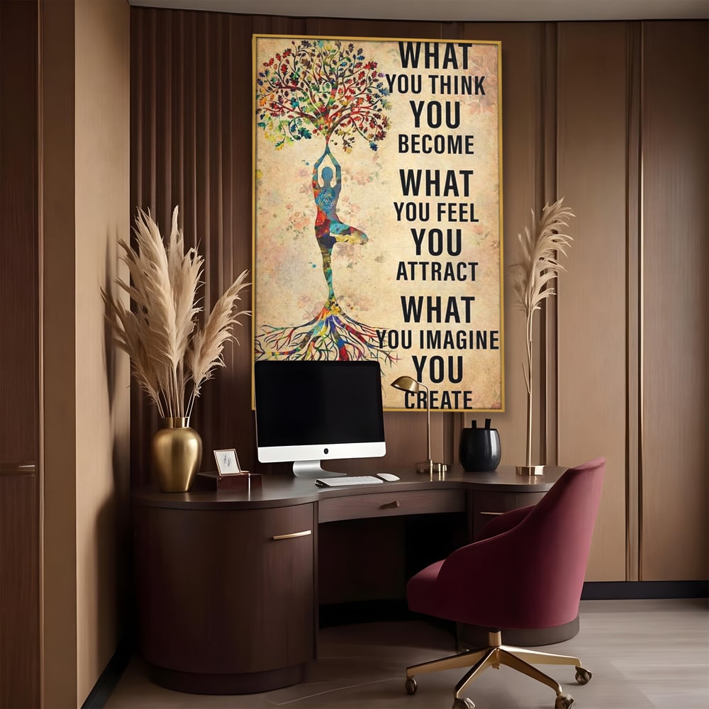 Leinwand Wandkunst Premium, LuxCanva® Q1041, Harmonie des Selbst, Energie, Gleichgewicht, Yoga, Ehrgeiz, Frieden, Frieden, Motivation, Manifestation, Büro, Schlafzimmer