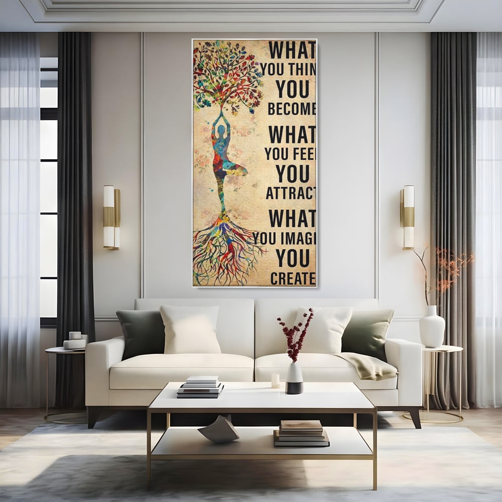 Leinwand Wandkunst Premium, LuxCanva® Q1041, Harmonie des Selbst, Energie, Gleichgewicht, Yoga, Ehrgeiz, Frieden, Frieden, Motivation, Manifestation, Büro, Schlafzimmer
