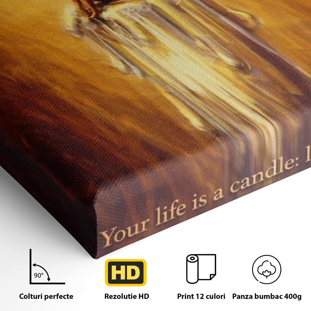 Tablou Canvas Premium, LuxCanva® Q1043, Lumina Care Nu Cedeaza, Lumanare, Ganduri, Flacara, Motivational, Mesaj, Speranta, Echilibru, Viata, Birou, Dormitor