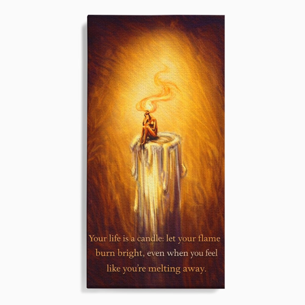 Tablou Canvas Premium, LuxCanva® Q1043, Lumina Care Nu Cedeaza, Lumanare, Ganduri, Flacara, Motivational, Mesaj, Speranta, Echilibru, Viata, Birou, Dormitor