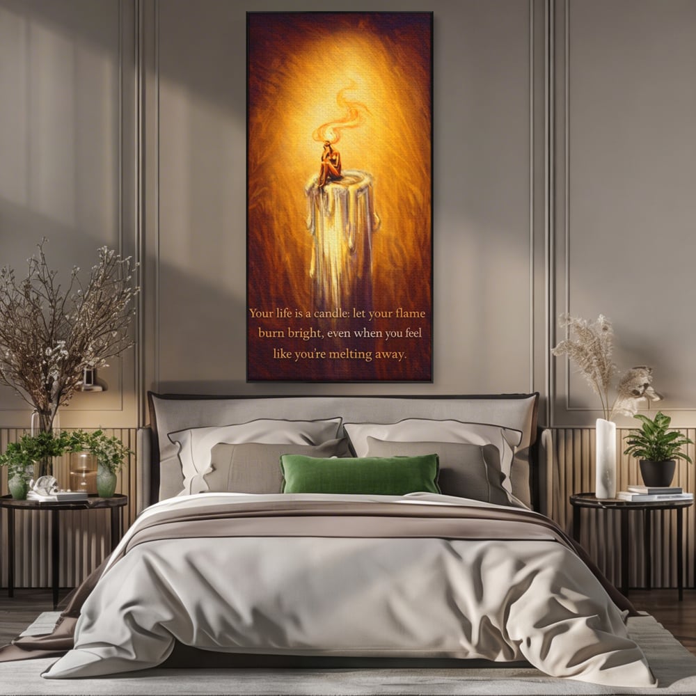 Tablou Canvas Premium, LuxCanva® Q1043, Lumina Care Nu Cedeaza, Lumanare, Ganduri, Flacara, Motivational, Mesaj, Speranta, Echilibru, Viata, Birou, Dormitor
