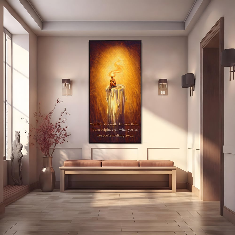 Tablou Canvas Premium, LuxCanva® Q1043, Lumina Care Nu Cedeaza, Lumanare, Ganduri, Flacara, Motivational, Mesaj, Speranta, Echilibru, Viata, Birou, Dormitor