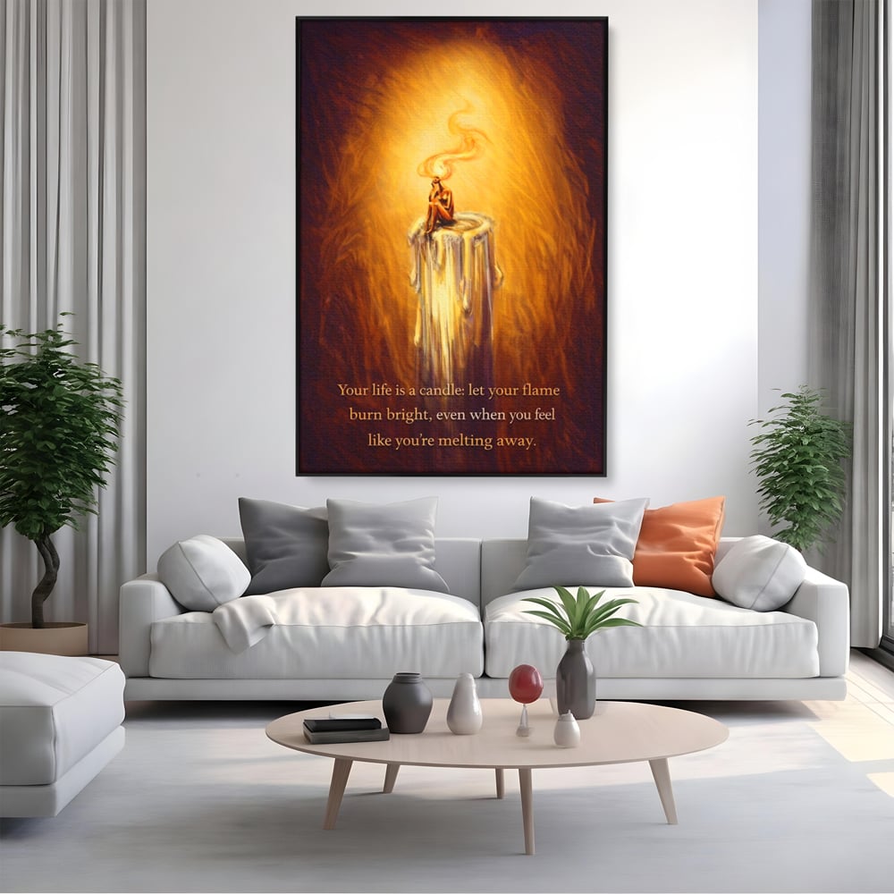 Tablou Canvas Premium, LuxCanva® Q1043, Lumina Care Nu Cedeaza, Lumanare, Ganduri, Flacara, Motivational, Mesaj, Speranta, Echilibru, Viata, Birou, Dormitor