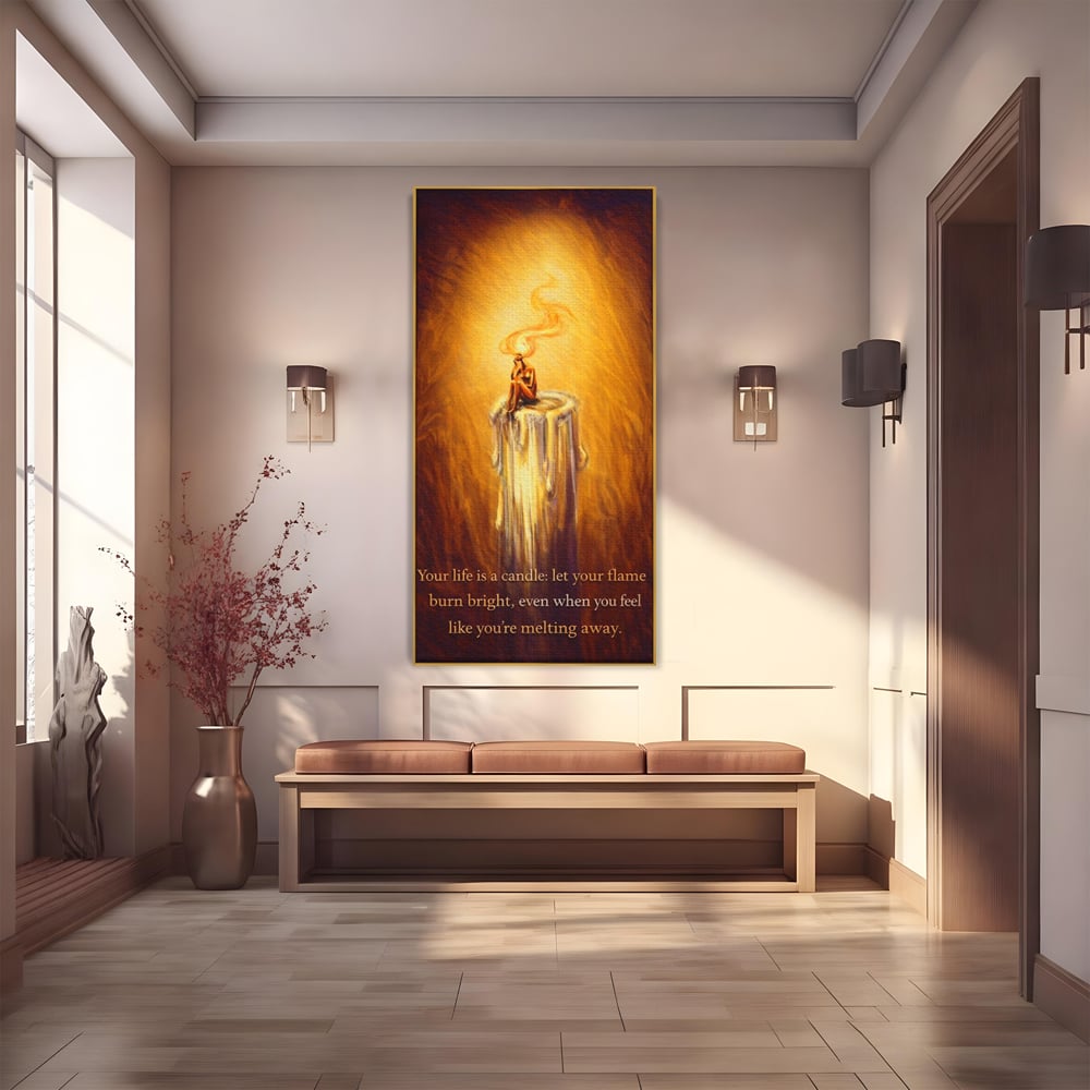 Tablou Canvas Premium, LuxCanva® Q1043, Lumina Care Nu Cedeaza, Lumanare, Ganduri, Flacara, Motivational, Mesaj, Speranta, Echilibru, Viata, Birou, Dormitor