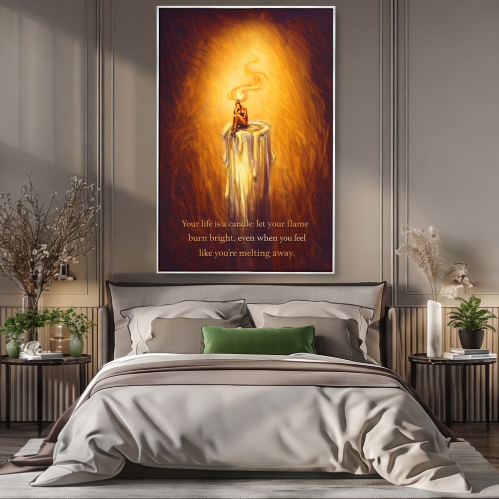 Tablou Canvas Premium, LuxCanva® Q1043, Lumina Care Nu Cedeaza, Lumanare, Ganduri, Flacara, Motivational, Mesaj, Speranta, Echilibru, Viata, Birou, Dormitor