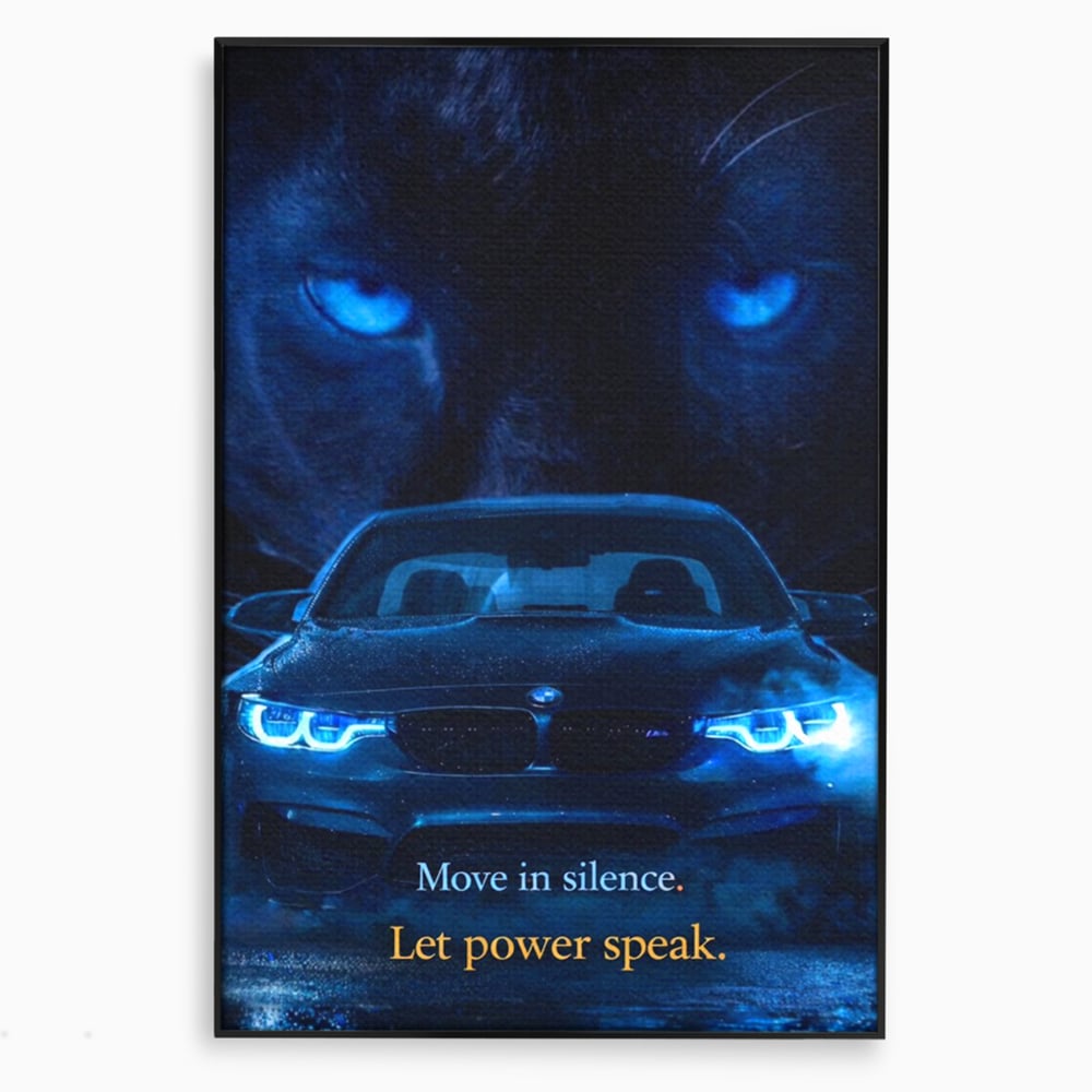 Leinwandbilder Premium, LuxCanva® Q1044, Meister auf der Straße des Lebens, Auto, Panther, Nacht, Kraft, Kontrolle, Entschlossenheit, Motivation, Führer, Büro, Schlafzimmer