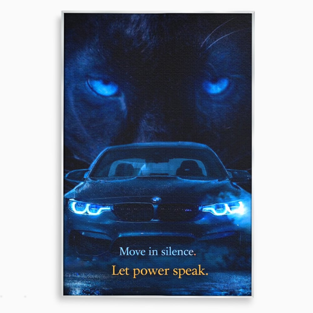 Leinwandbilder Premium, LuxCanva® Q1044, Meister auf der Straße des Lebens, Auto, Panther, Nacht, Kraft, Kontrolle, Entschlossenheit, Motivation, Führer, Büro, Schlafzimmer
