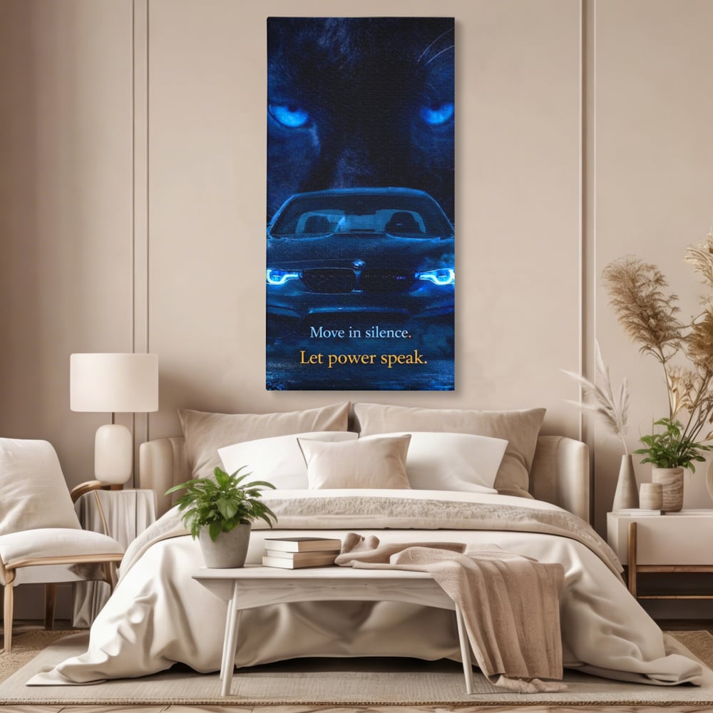 Leinwandbilder Premium, LuxCanva® Q1044, Meister auf der Straße des Lebens, Auto, Panther, Nacht, Kraft, Kontrolle, Entschlossenheit, Motivation, Führer, Büro, Schlafzimmer