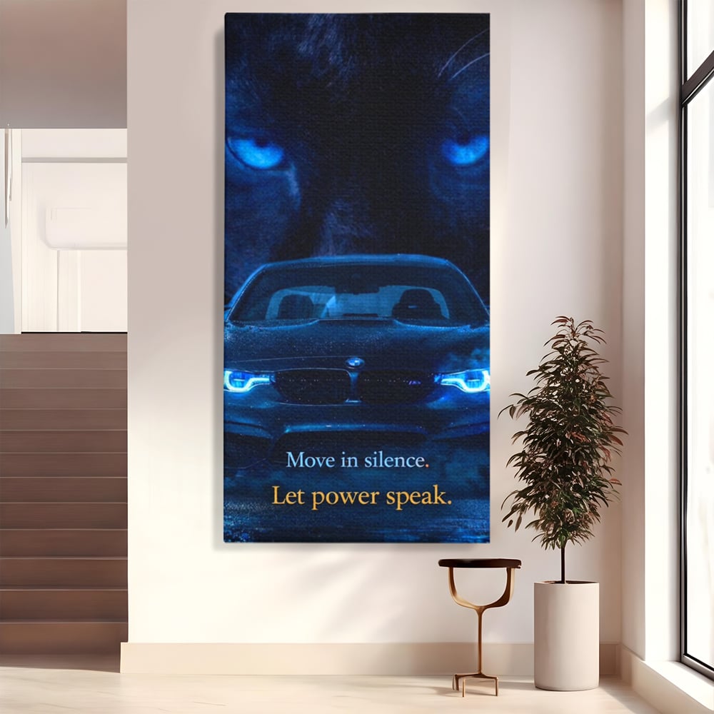 Leinwandbilder Premium, LuxCanva® Q1044, Meister auf der Straße des Lebens, Auto, Panther, Nacht, Kraft, Kontrolle, Entschlossenheit, Motivation, Führer, Büro, Schlafzimmer