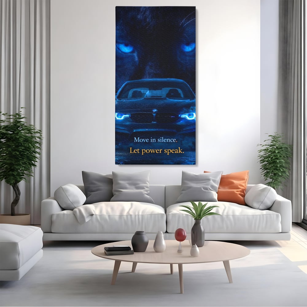 Leinwandbilder Premium, LuxCanva® Q1044, Meister auf der Straße des Lebens, Auto, Panther, Nacht, Kraft, Kontrolle, Entschlossenheit, Motivation, Führer, Büro, Schlafzimmer
