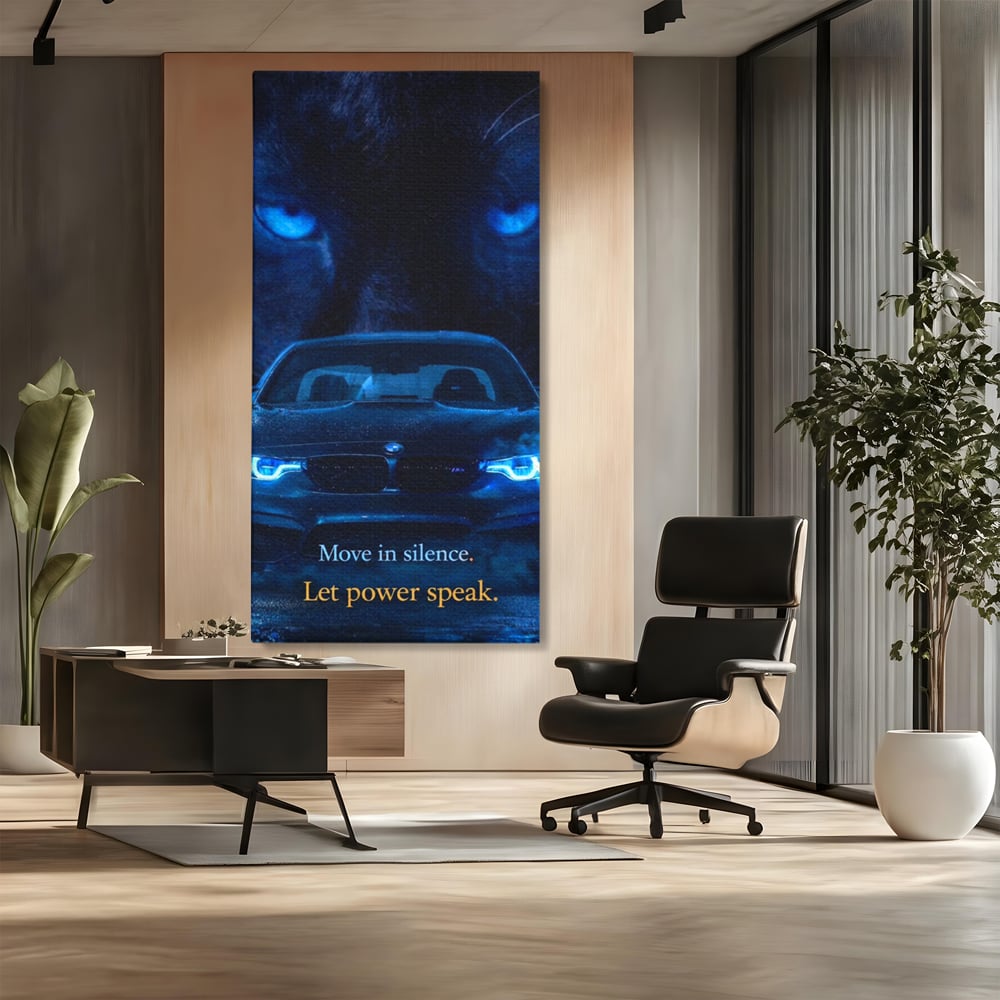 Leinwandbilder Premium, LuxCanva® Q1044, Meister auf der Straße des Lebens, Auto, Panther, Nacht, Kraft, Kontrolle, Entschlossenheit, Motivation, Führer, Büro, Schlafzimmer