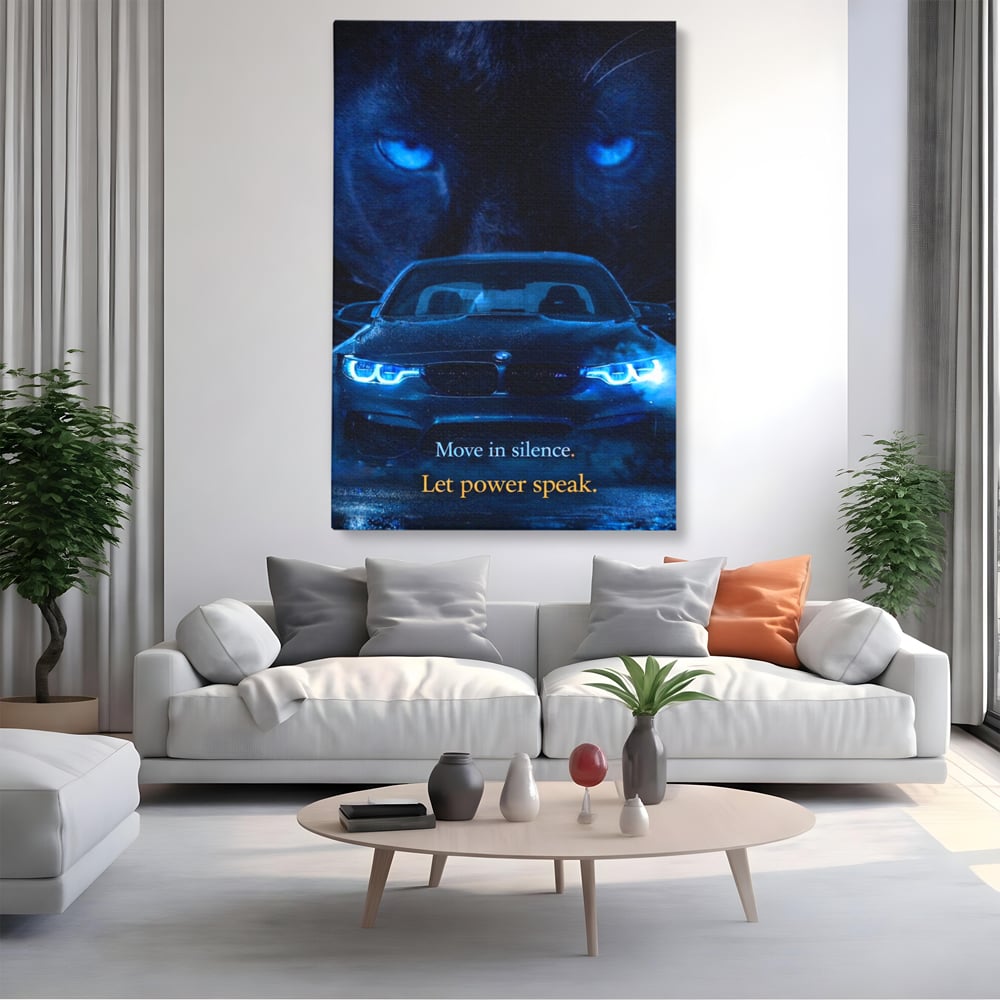 Leinwandbilder Premium, LuxCanva® Q1044, Meister auf der Straße des Lebens, Auto, Panther, Nacht, Kraft, Kontrolle, Entschlossenheit, Motivation, Führer, Büro, Schlafzimmer