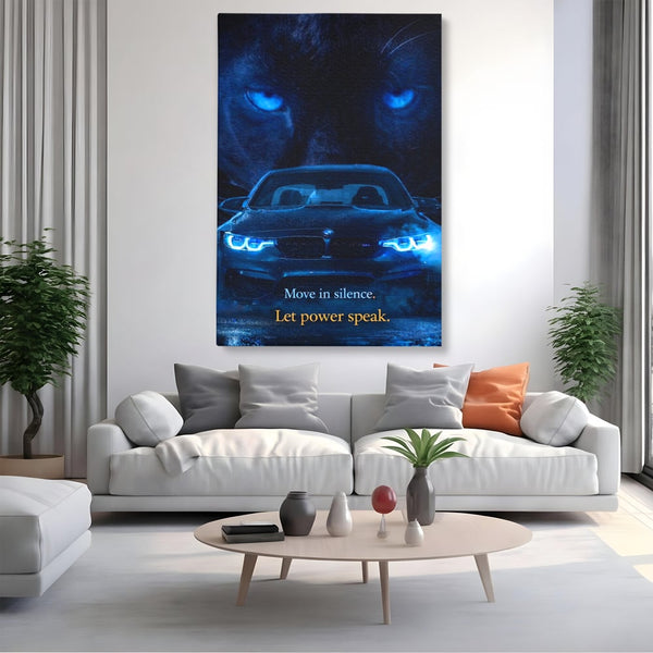 Leinwandbilder Premium, LuxCanva® Q1044, Meister auf der Straße des Lebens, Auto, Panther, Nacht, Kraft, Kontrolle, Entschlossenheit, Motivation, Führer, Büro, Schlafzimmer
