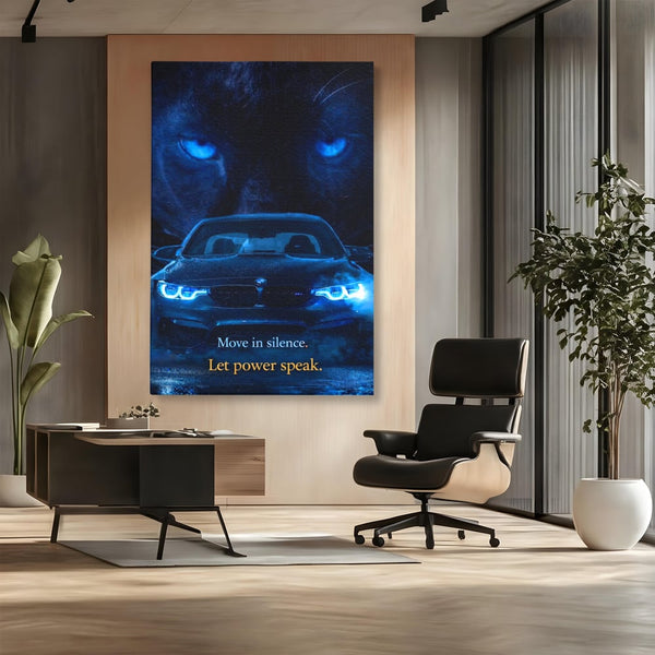 Leinwandbilder Premium, LuxCanva® Q1044, Meister auf der Straße des Lebens, Auto, Panther, Nacht, Kraft, Kontrolle, Entschlossenheit, Motivation, Führer, Büro, Schlafzimmer