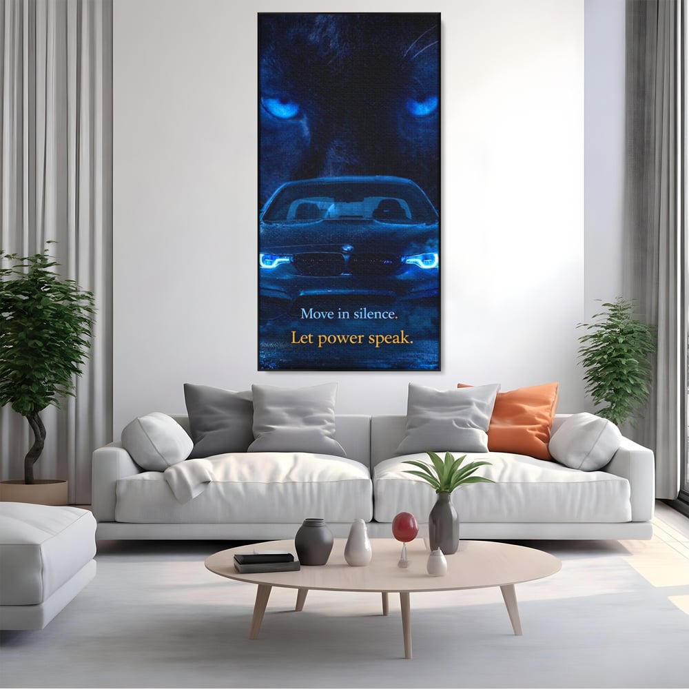 Leinwandbilder Premium, LuxCanva® Q1044, Meister auf der Straße des Lebens, Auto, Panther, Nacht, Kraft, Kontrolle, Entschlossenheit, Motivation, Führer, Büro, Schlafzimmer