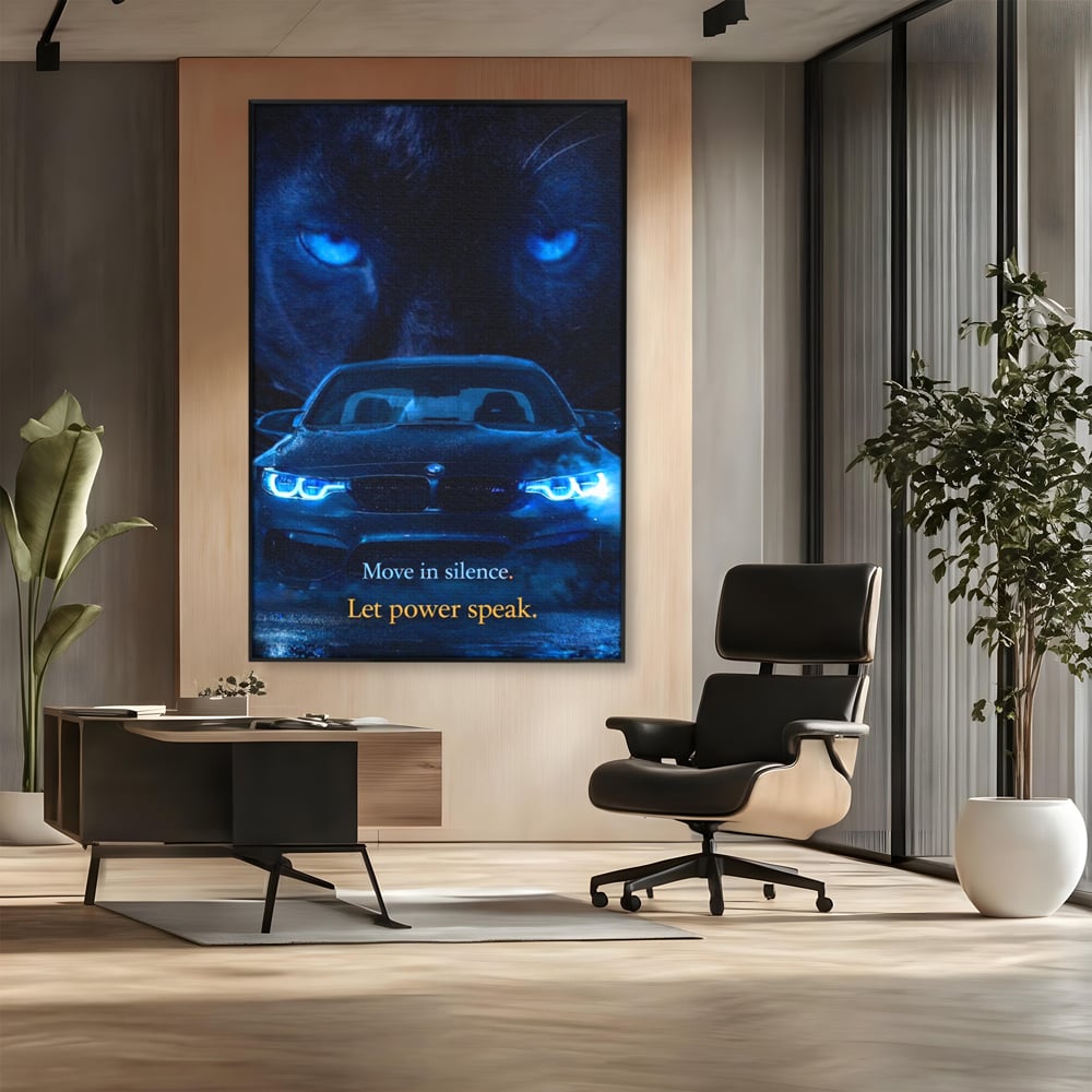 Leinwandbilder Premium, LuxCanva® Q1044, Meister auf der Straße des Lebens, Auto, Panther, Nacht, Kraft, Kontrolle, Entschlossenheit, Motivation, Führer, Büro, Schlafzimmer
