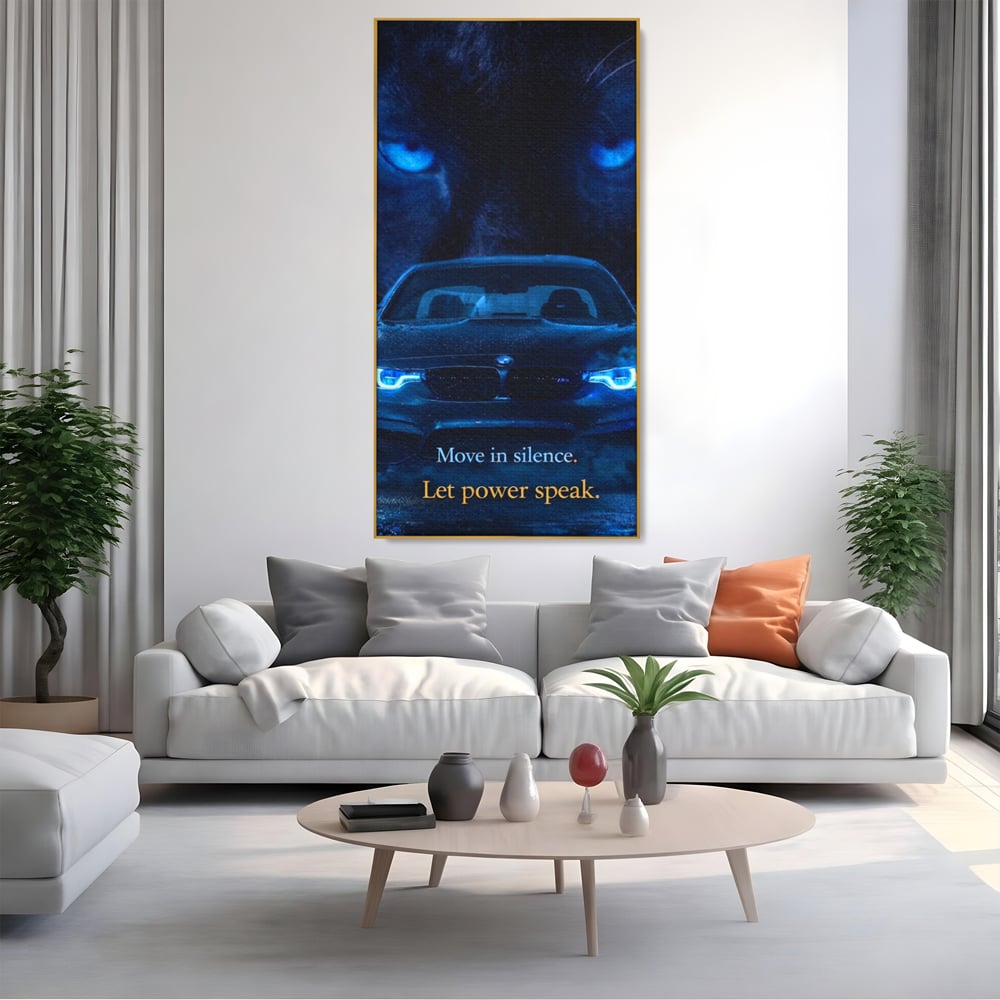 Leinwandbilder Premium, LuxCanva® Q1044, Meister auf der Straße des Lebens, Auto, Panther, Nacht, Kraft, Kontrolle, Entschlossenheit, Motivation, Führer, Büro, Schlafzimmer