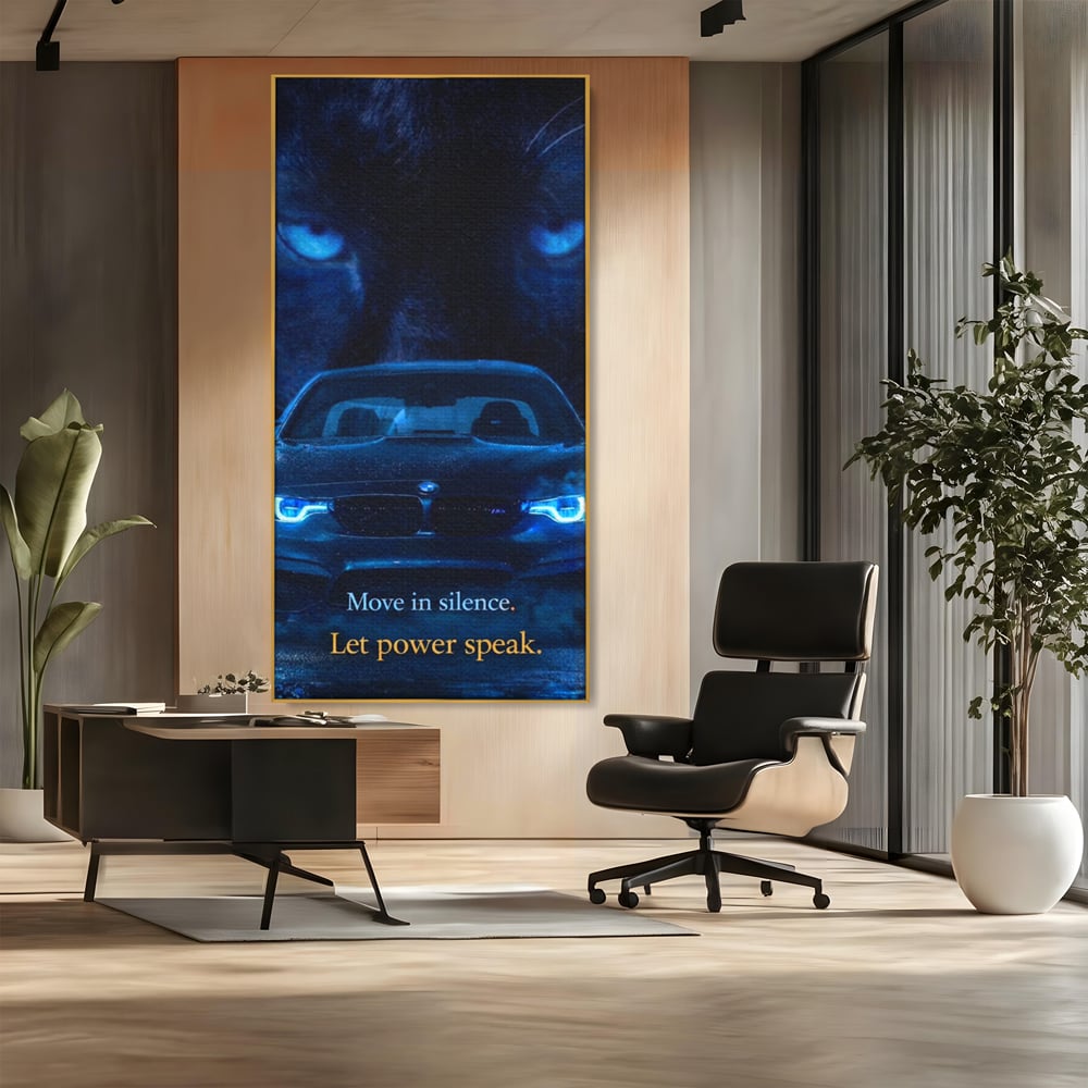 Leinwandbilder Premium, LuxCanva® Q1044, Meister auf der Straße des Lebens, Auto, Panther, Nacht, Kraft, Kontrolle, Entschlossenheit, Motivation, Führer, Büro, Schlafzimmer
