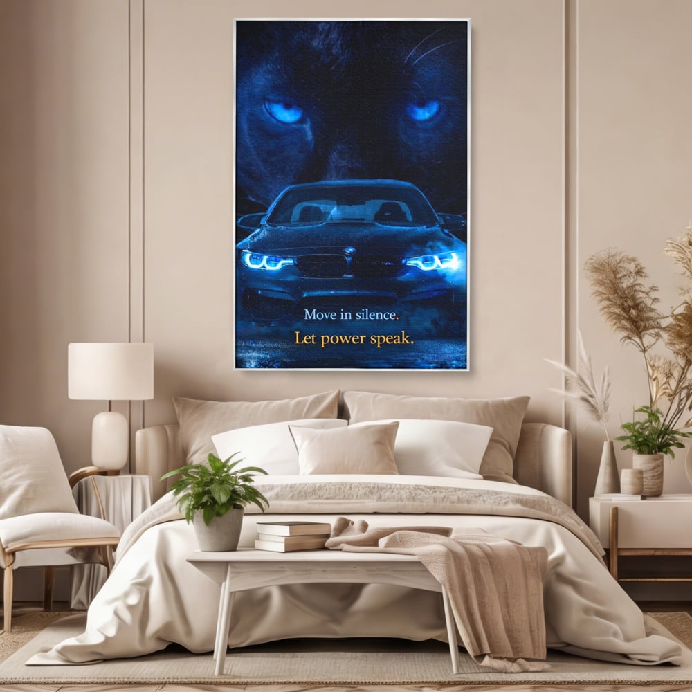 Leinwandbilder Premium, LuxCanva® Q1044, Meister auf der Straße des Lebens, Auto, Panther, Nacht, Kraft, Kontrolle, Entschlossenheit, Motivation, Führer, Büro, Schlafzimmer