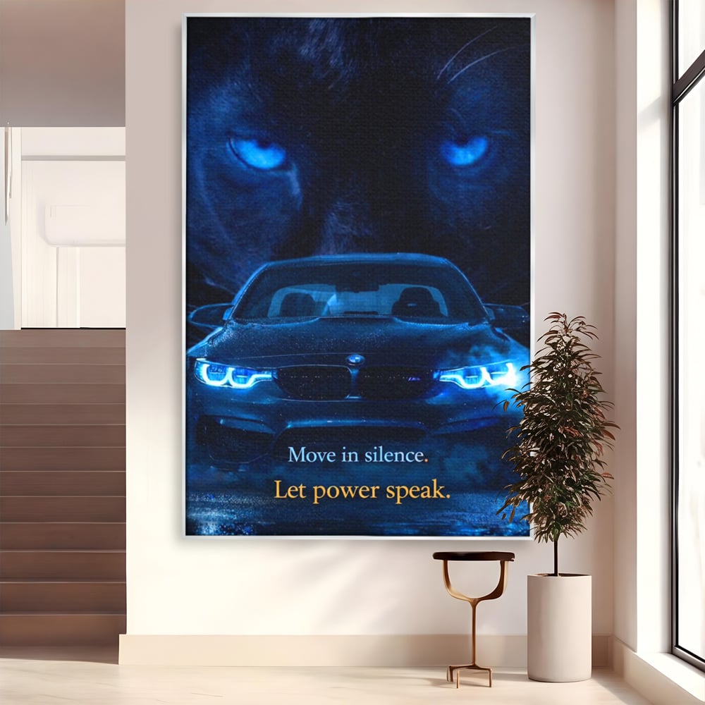 Leinwandbilder Premium, LuxCanva® Q1044, Meister auf der Straße des Lebens, Auto, Panther, Nacht, Kraft, Kontrolle, Entschlossenheit, Motivation, Führer, Büro, Schlafzimmer