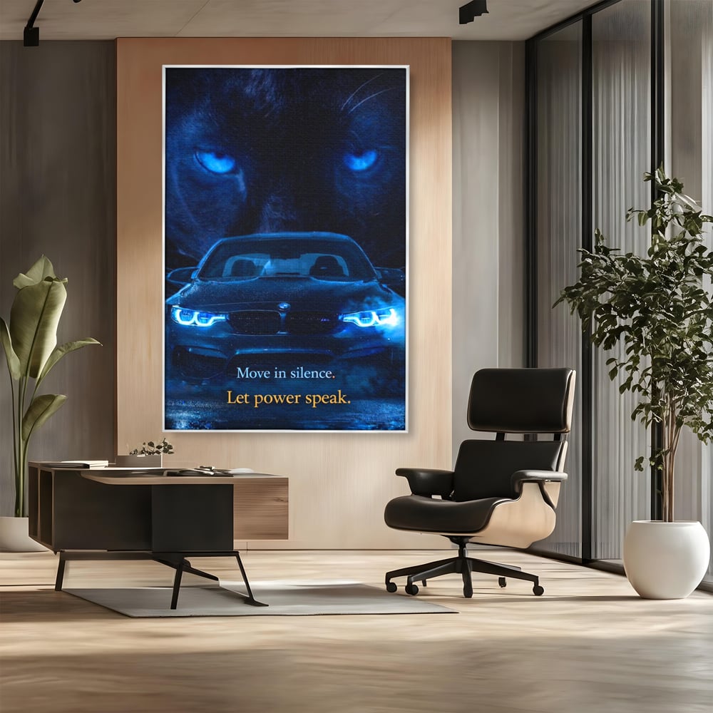 Leinwandbilder Premium, LuxCanva® Q1044, Meister auf der Straße des Lebens, Auto, Panther, Nacht, Kraft, Kontrolle, Entschlossenheit, Motivation, Führer, Büro, Schlafzimmer