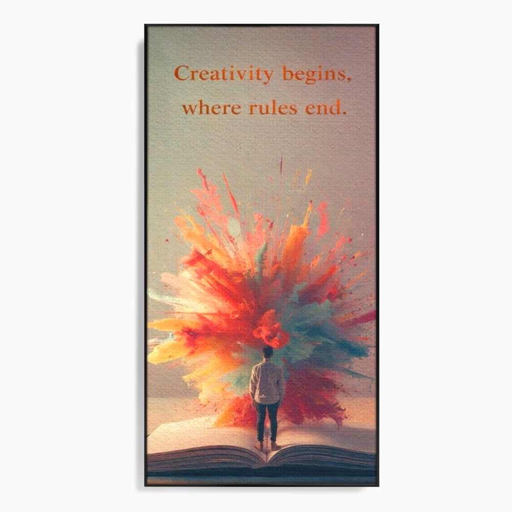 Leinwand Wandkunst Premium, LuxCanva® Q1047, Phantasie ohne Grenzen, Farben, Buch, Weisheit, Leben, Wahl, Kreativität, Vision, Büro, Schlafzimmer