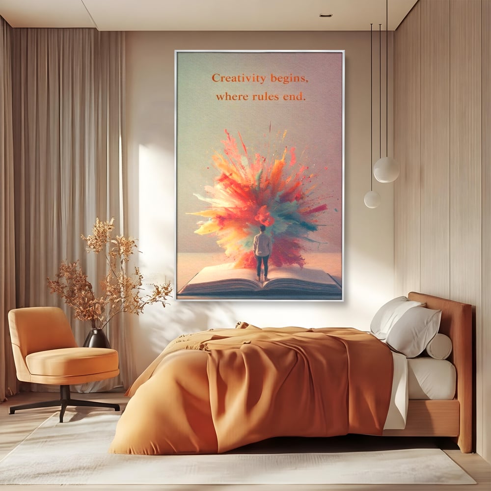 Leinwand Wandkunst Premium, LuxCanva® Q1047, Phantasie ohne Grenzen, Farben, Buch, Weisheit, Leben, Wahl, Kreativität, Vision, Büro, Schlafzimmer