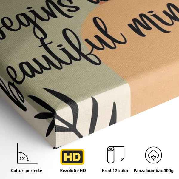 Tablou Canvas Premium, LuxCanva® Q1049, Armonia Mintii, Optimism, Echilibru, Zen, Energie, Mesaj, Motivational, Natural, Senin, Birou, Dormitor