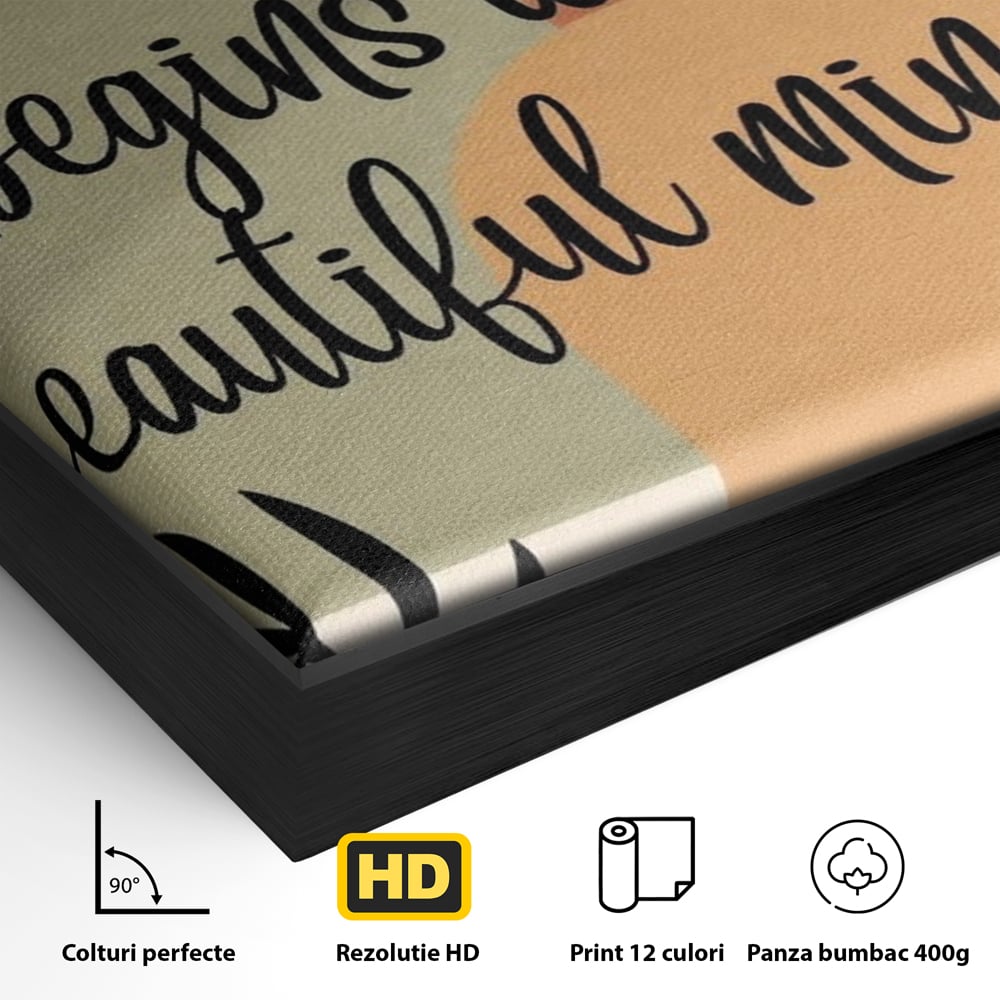 Tablou Canvas Premium, LuxCanva® Q1049, Armonia Mintii, Optimism, Echilibru, Zen, Energie, Mesaj, Motivational, Natural, Senin, Birou, Dormitor