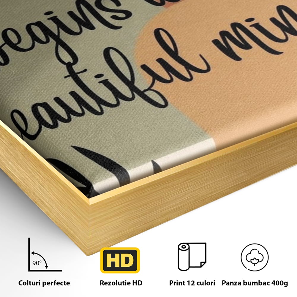 Tablou Canvas Premium, LuxCanva® Q1049, Armonia Mintii, Optimism, Echilibru, Zen, Energie, Mesaj, Motivational, Natural, Senin, Birou, Dormitor