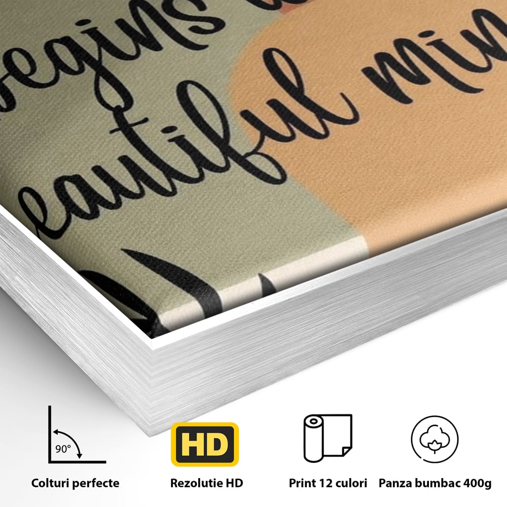 Tablou Canvas Premium, LuxCanva® Q1049, Armonia Mintii, Optimism, Echilibru, Zen, Energie, Mesaj, Motivational, Natural, Senin, Birou, Dormitor