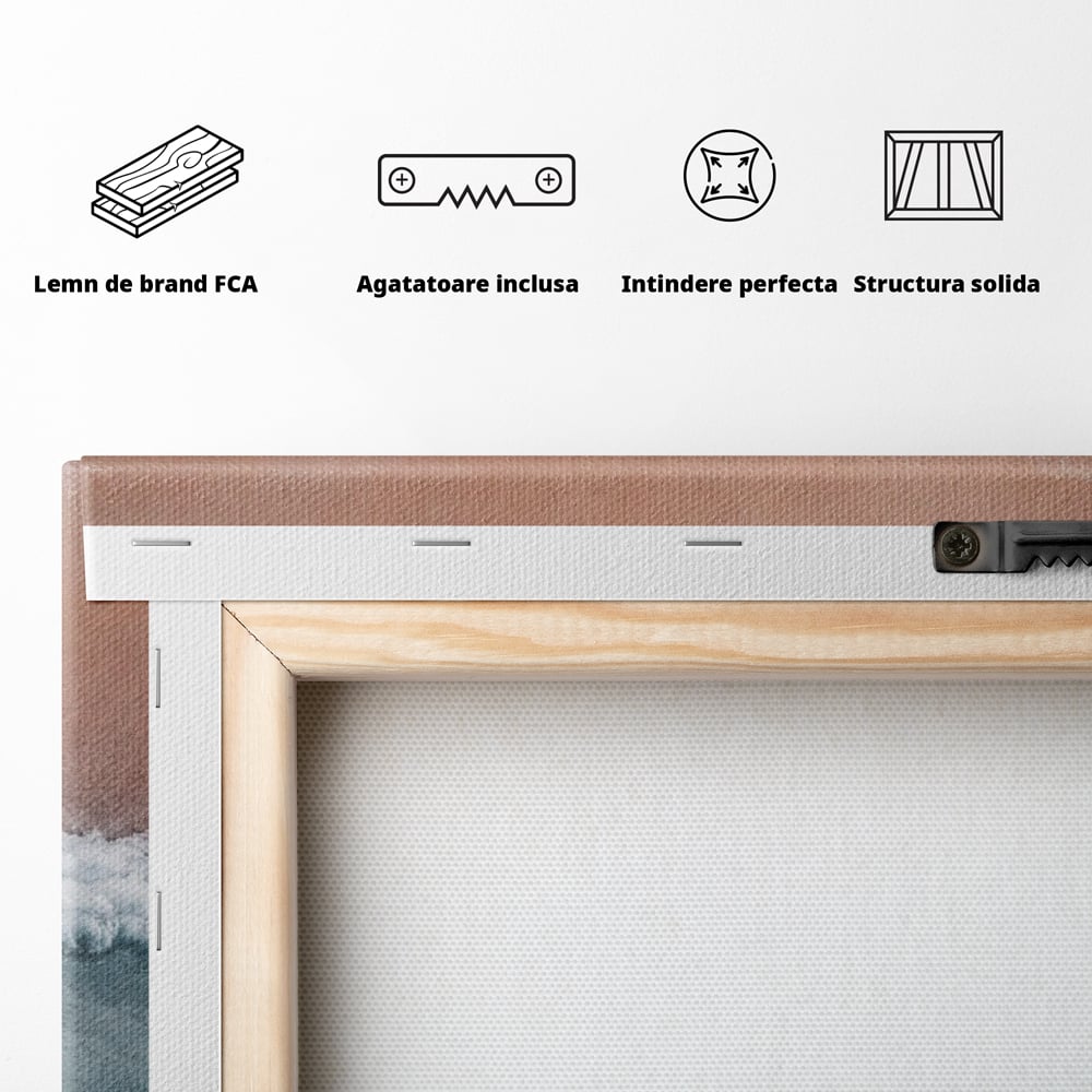 Tablou Canvas Premium, LuxCanva® Q1050, Orizont Interior, Plaja, Apa, Nisip, Relaxare, Armonie, Valuri, Pace, Meditatie, Birou, Dormitor